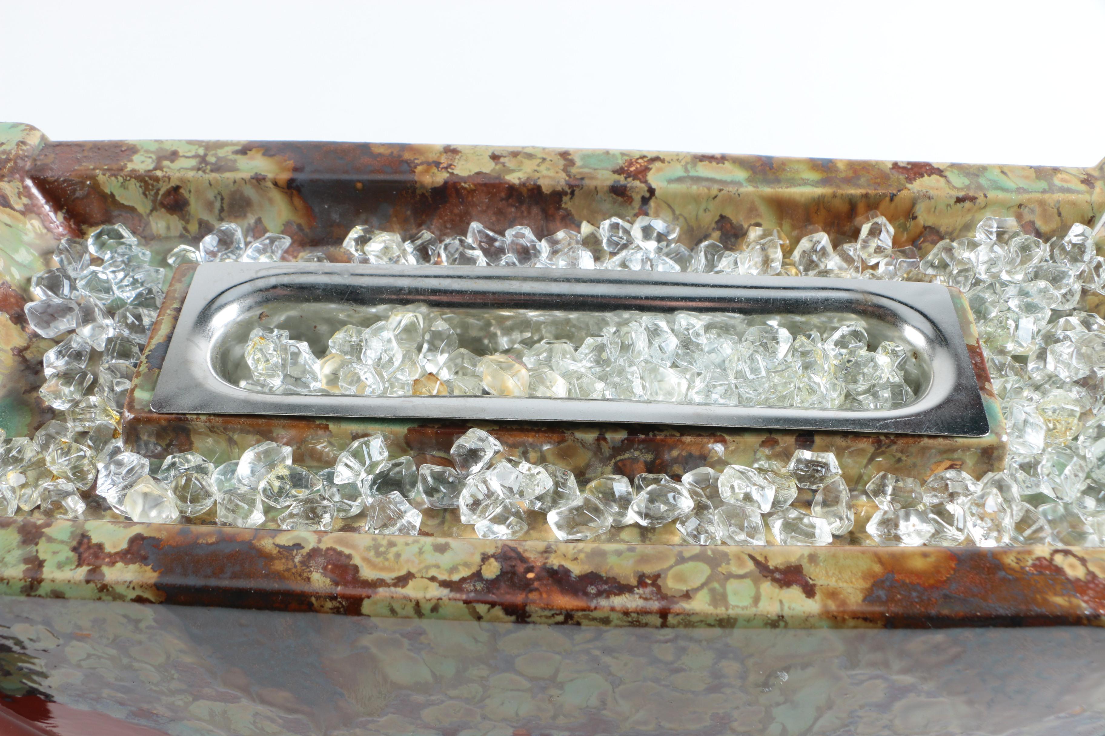 Ceramic Oil Burner With Petrified Wood Specimen