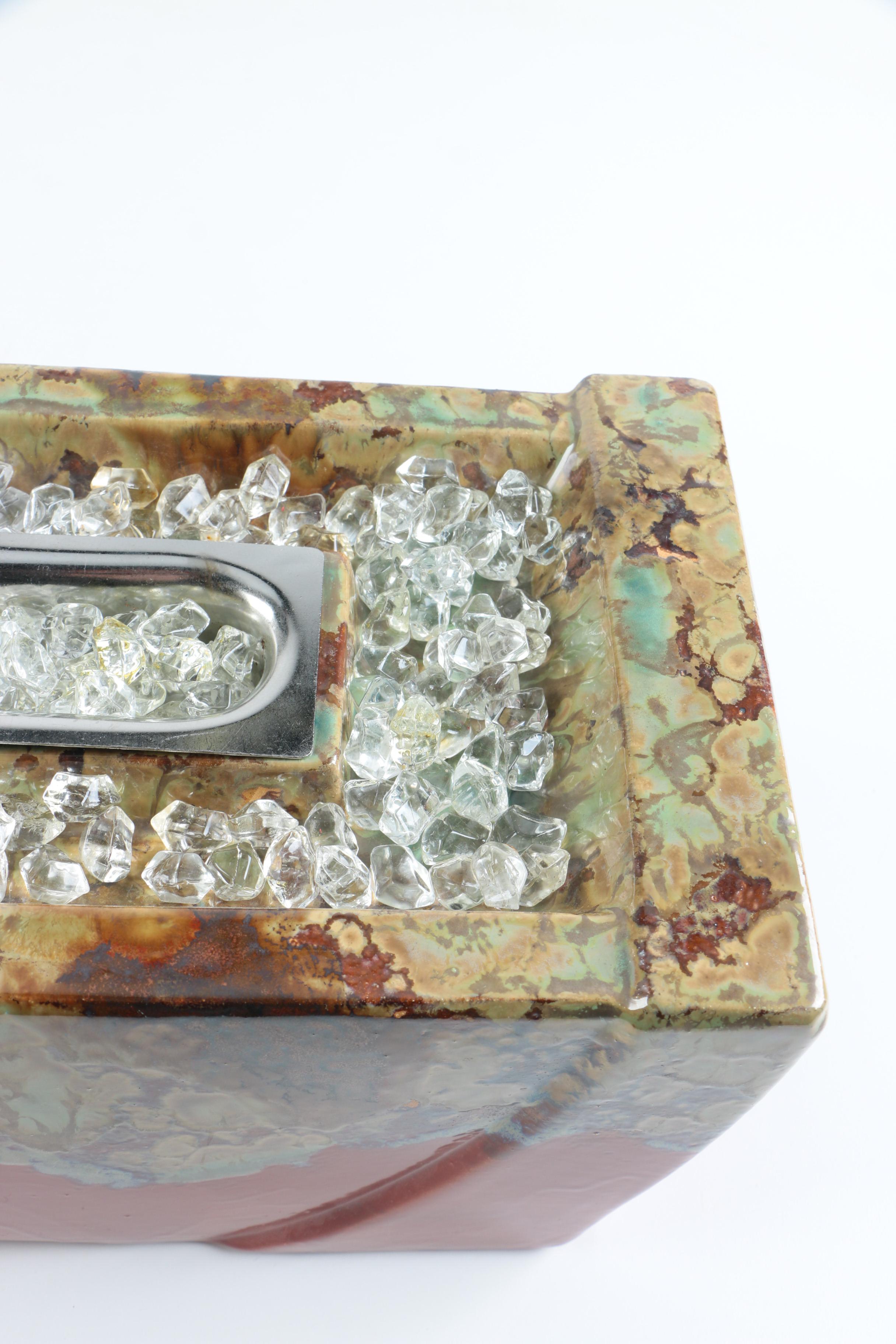 Ceramic Oil Burner With Petrified Wood Specimen