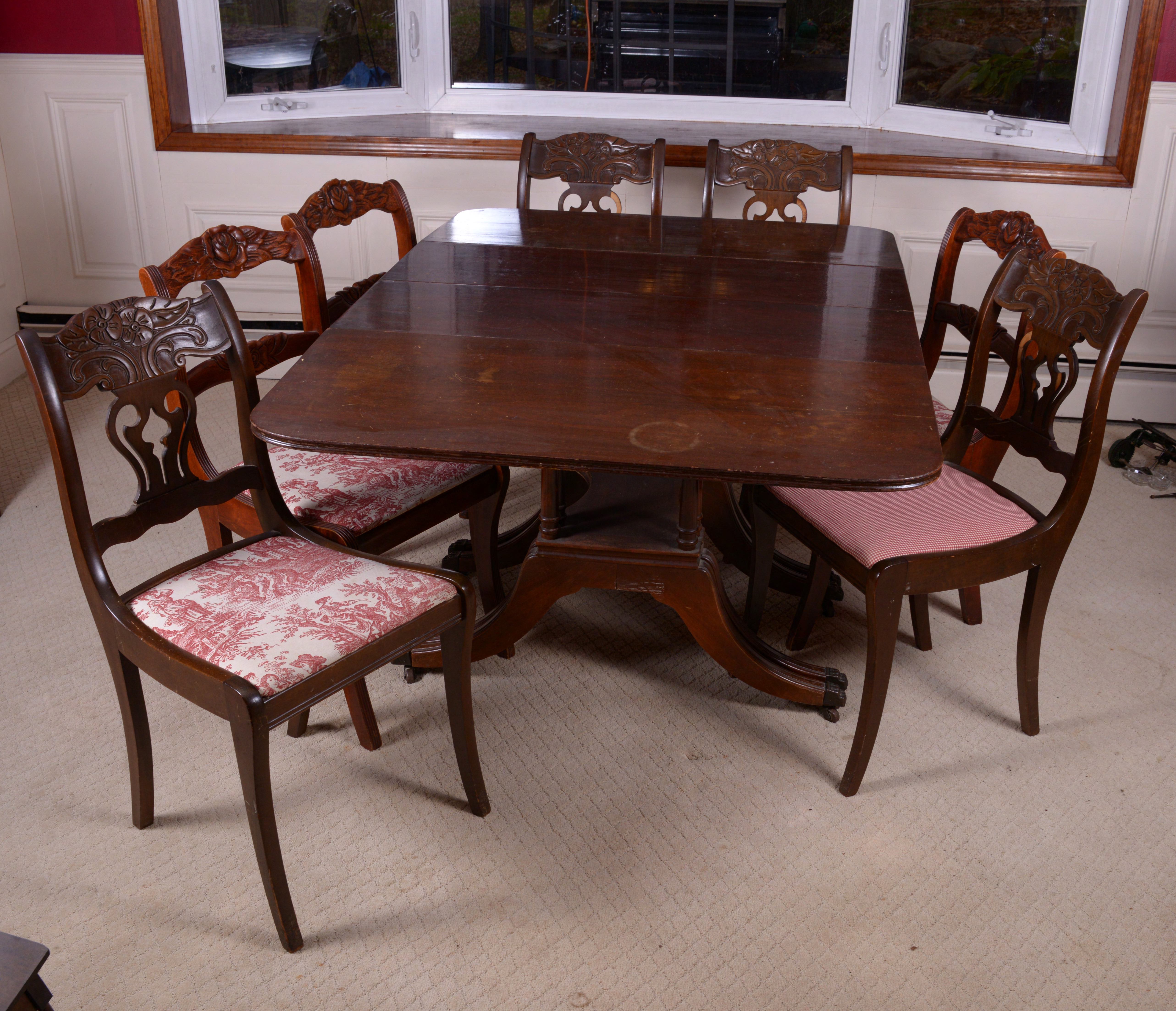 Duncan Phyfe Style Dining Table and Chairs