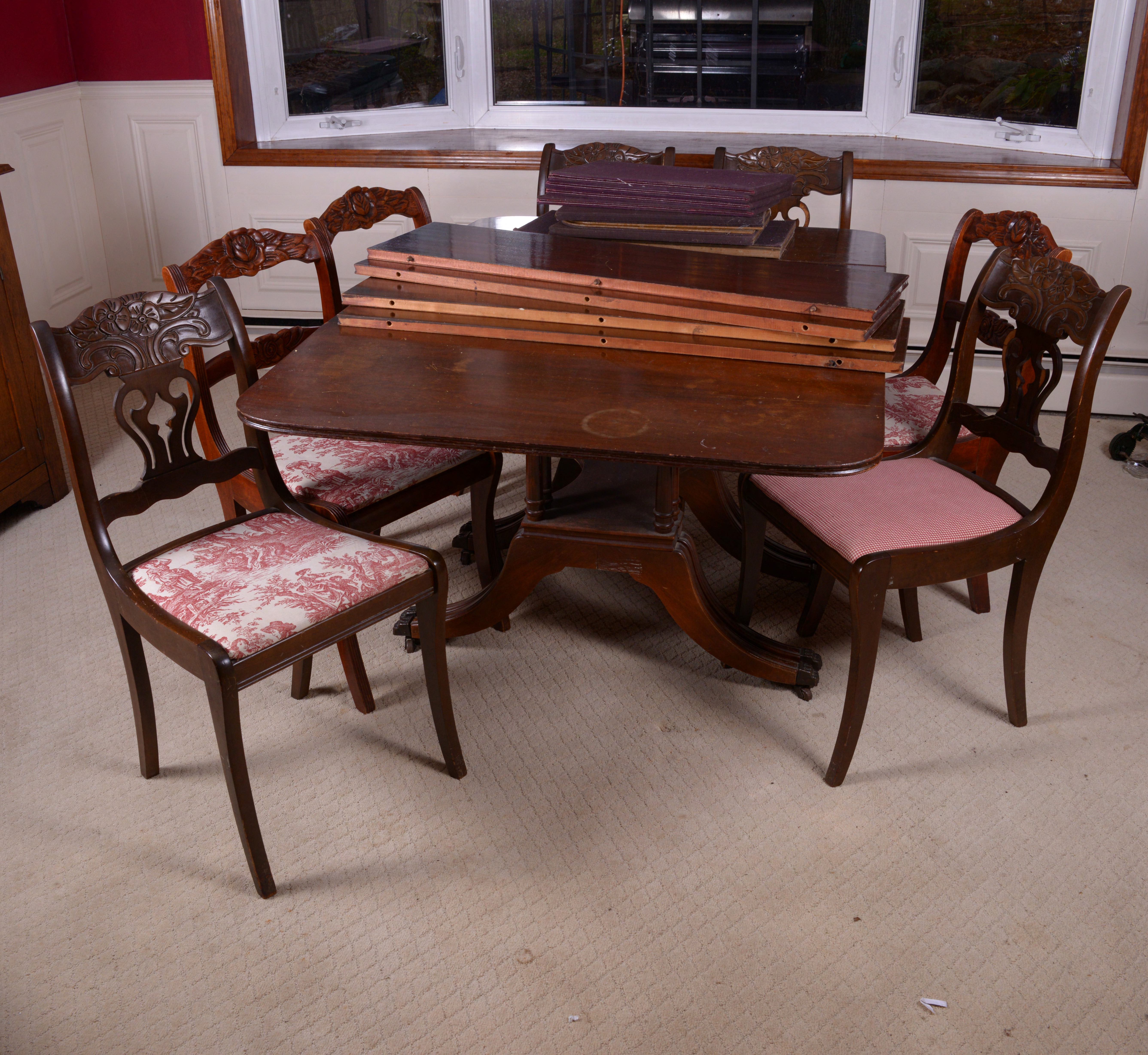 Duncan Phyfe Style Dining Table and Chairs