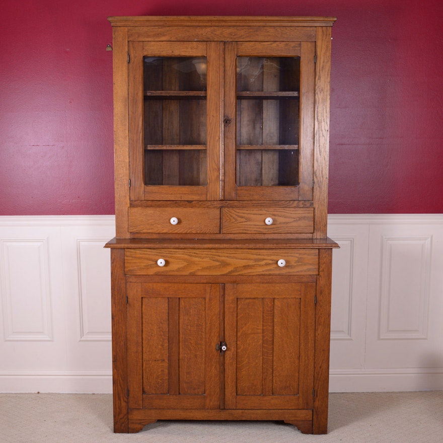 Victorian Oak Hutch Cabinet