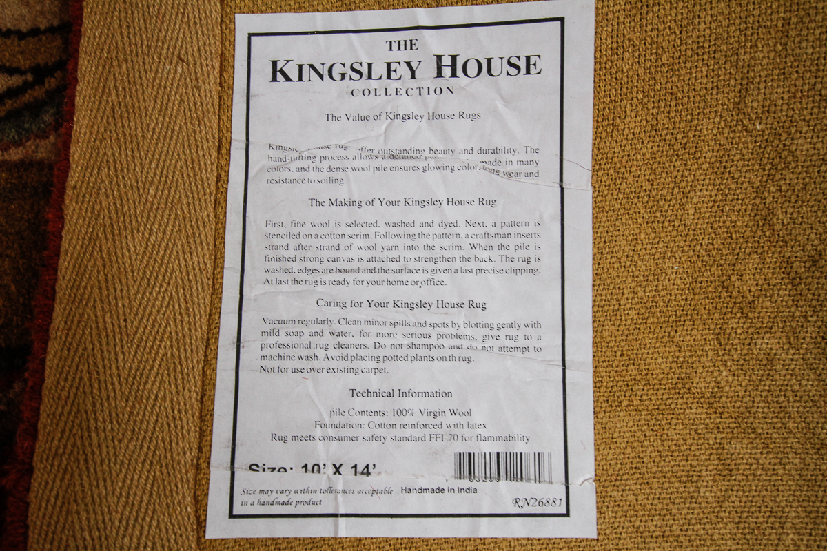Hand Tufted Indian "Kingsley House" Wool Area Rug