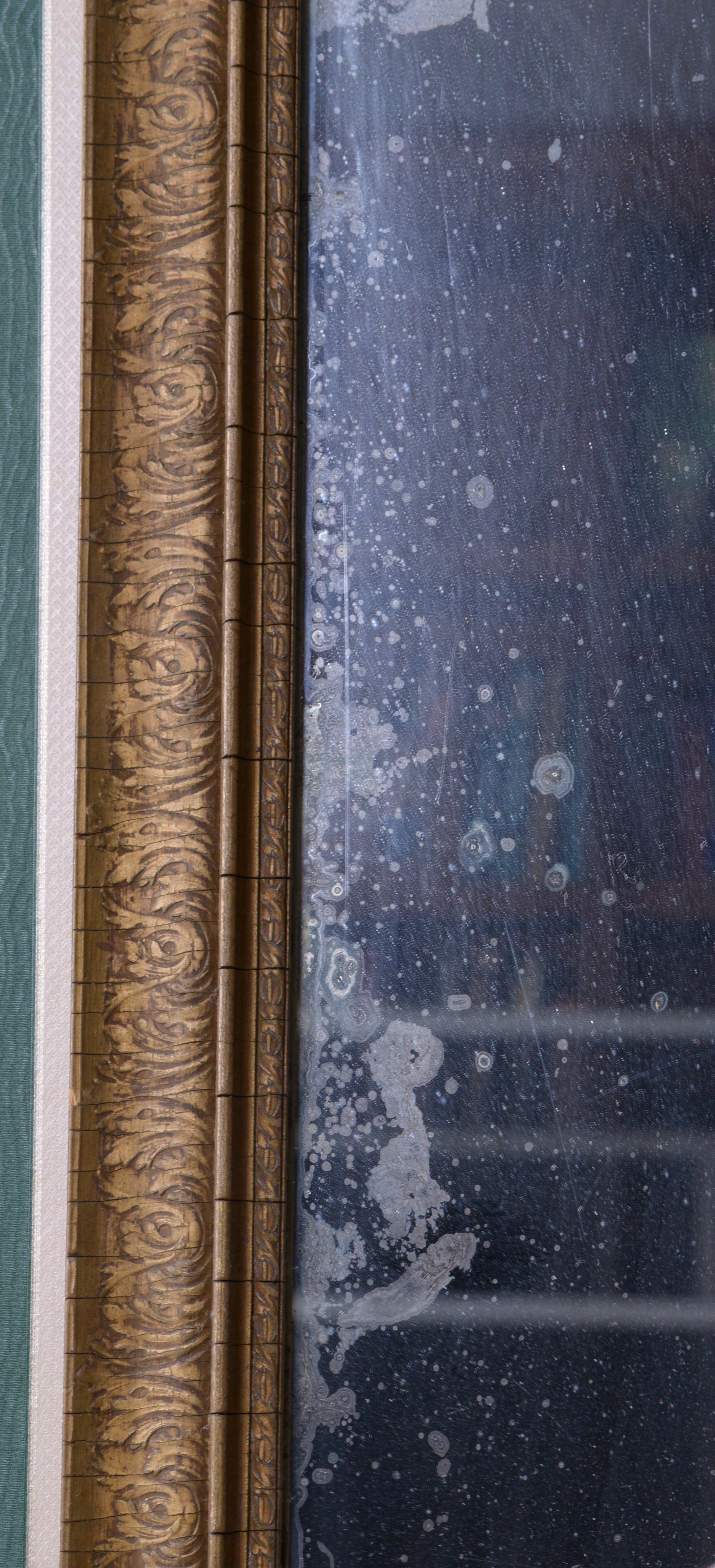 Vintage Neoclassical Style Wall Mirror with Engraving Print