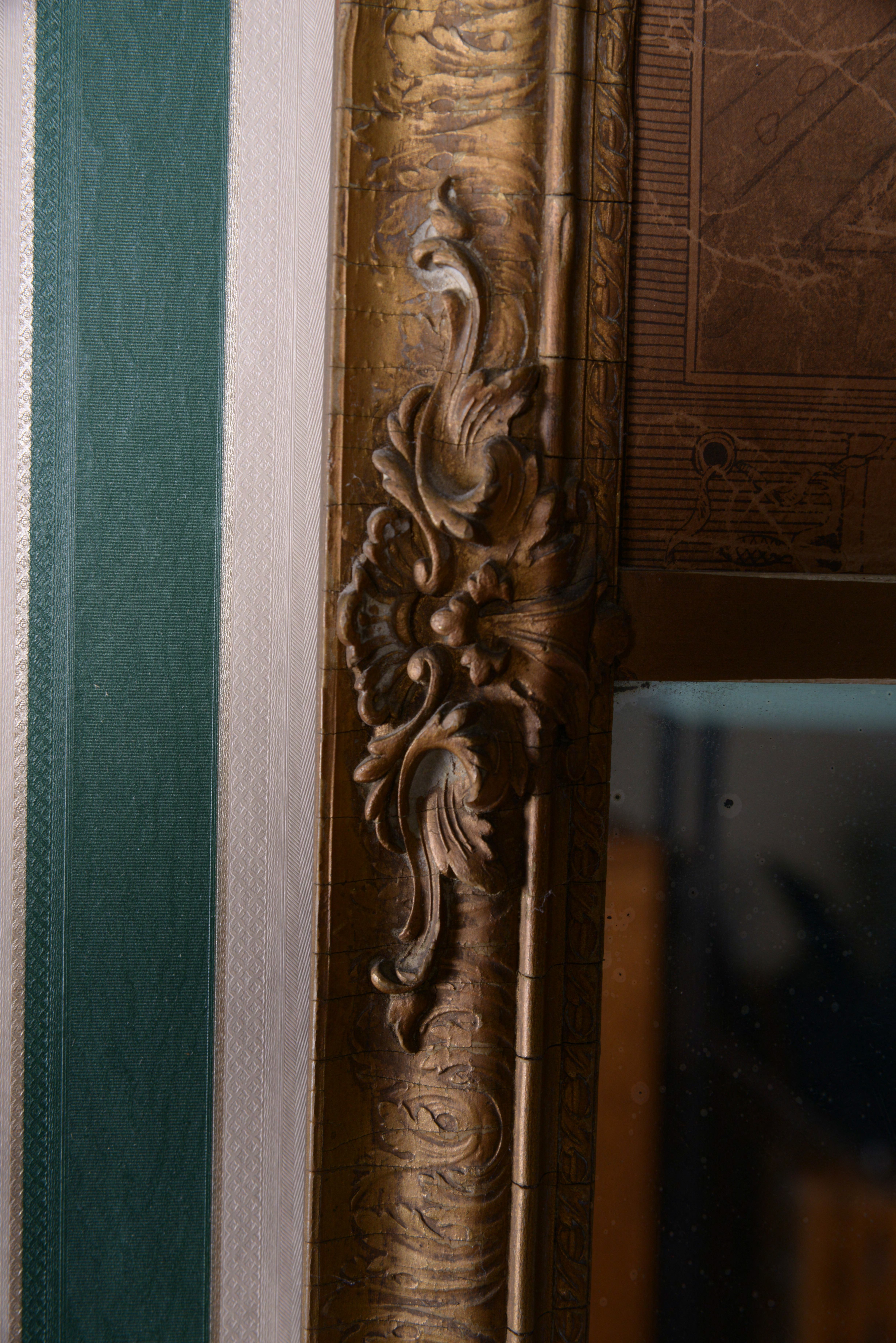 Vintage Neoclassical Style Wall Mirror with Engraving Print