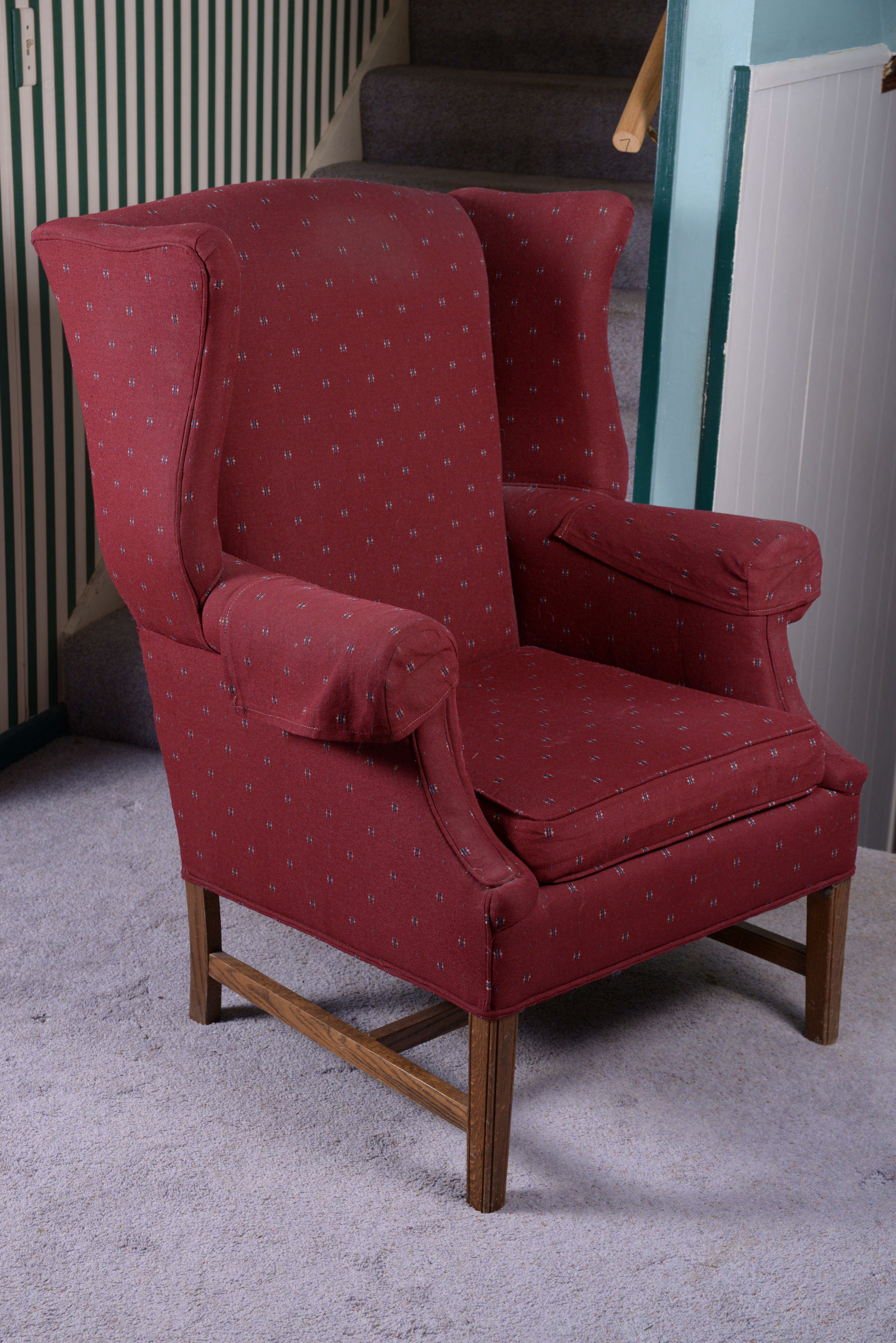 Red Upholstered Wingback Chair by Encore Chairs