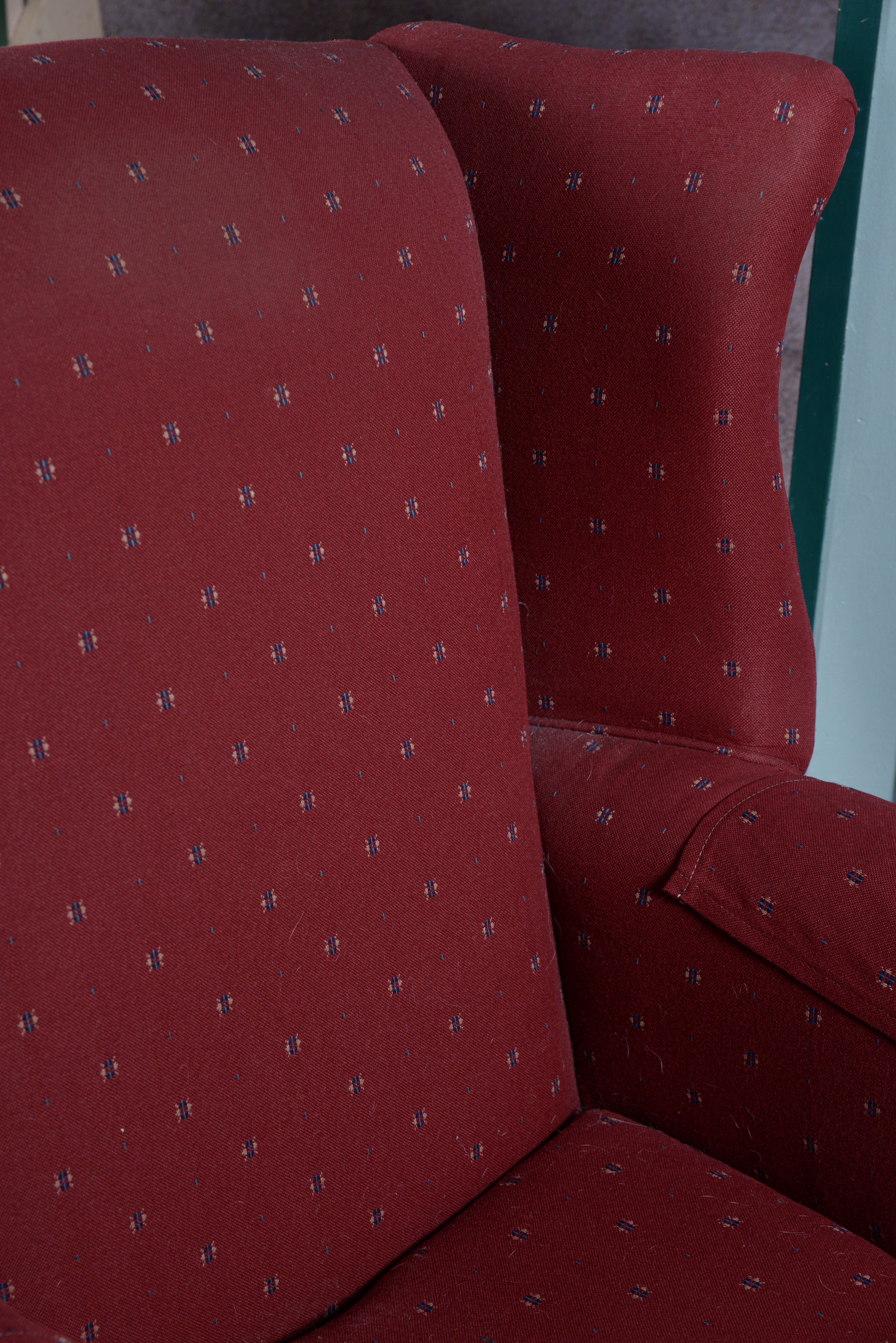 Red Upholstered Wingback Chair by Encore Chairs