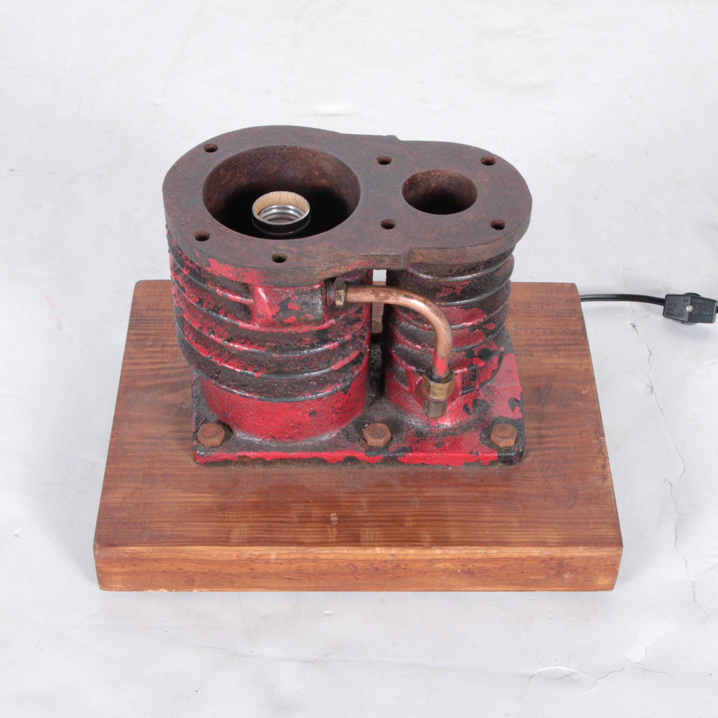 Steampunk Style Re-purposed Materials Table Lamp