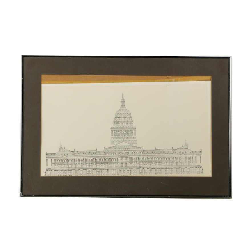 Lithograph on Paper of the Capitol Building