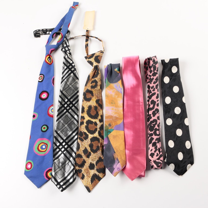 Men's Vintage Printed Skinny and Clip-On Neckties