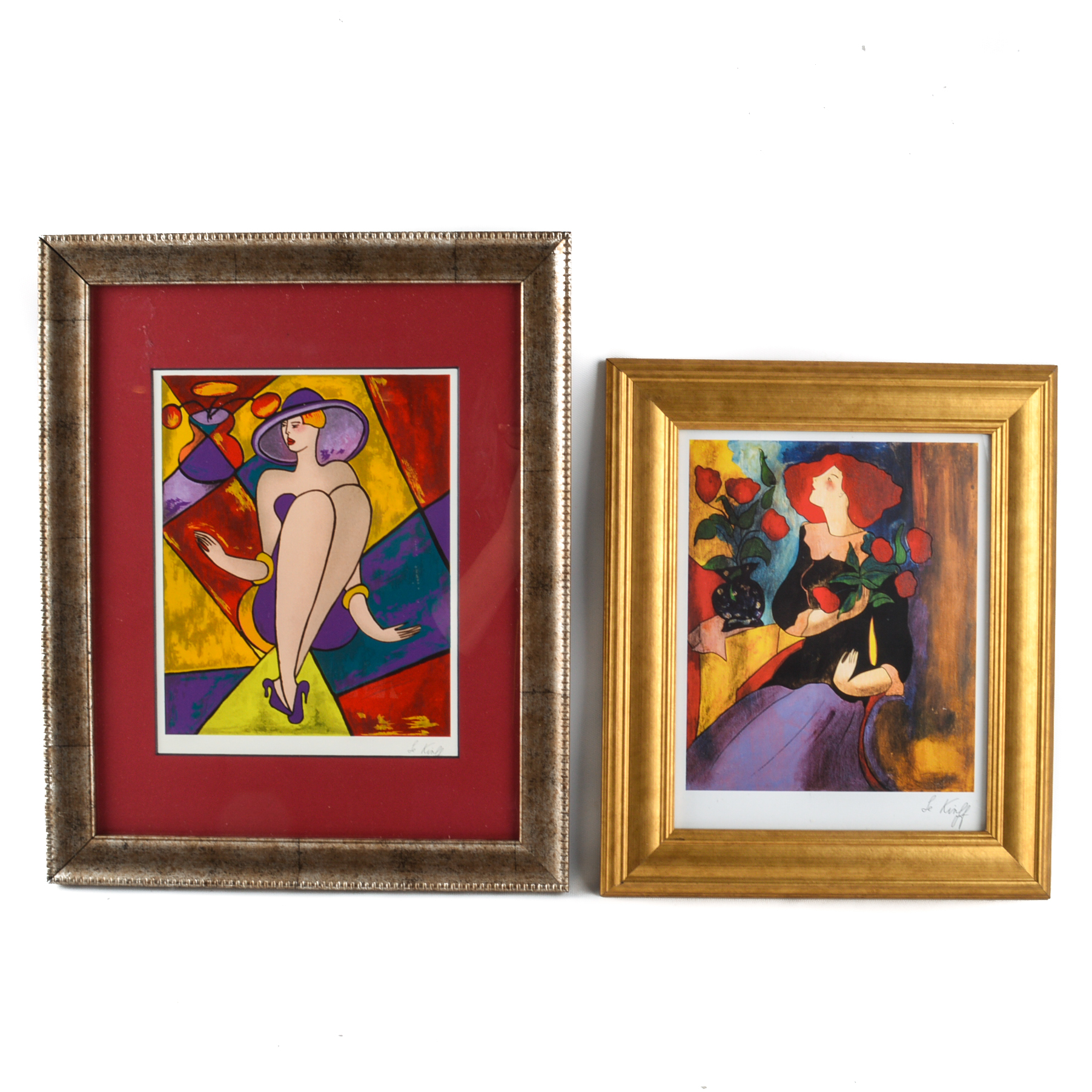 Linda Le Kinff Serigraph "Debbie" and Seriolithograph "Magali au Bouquet"