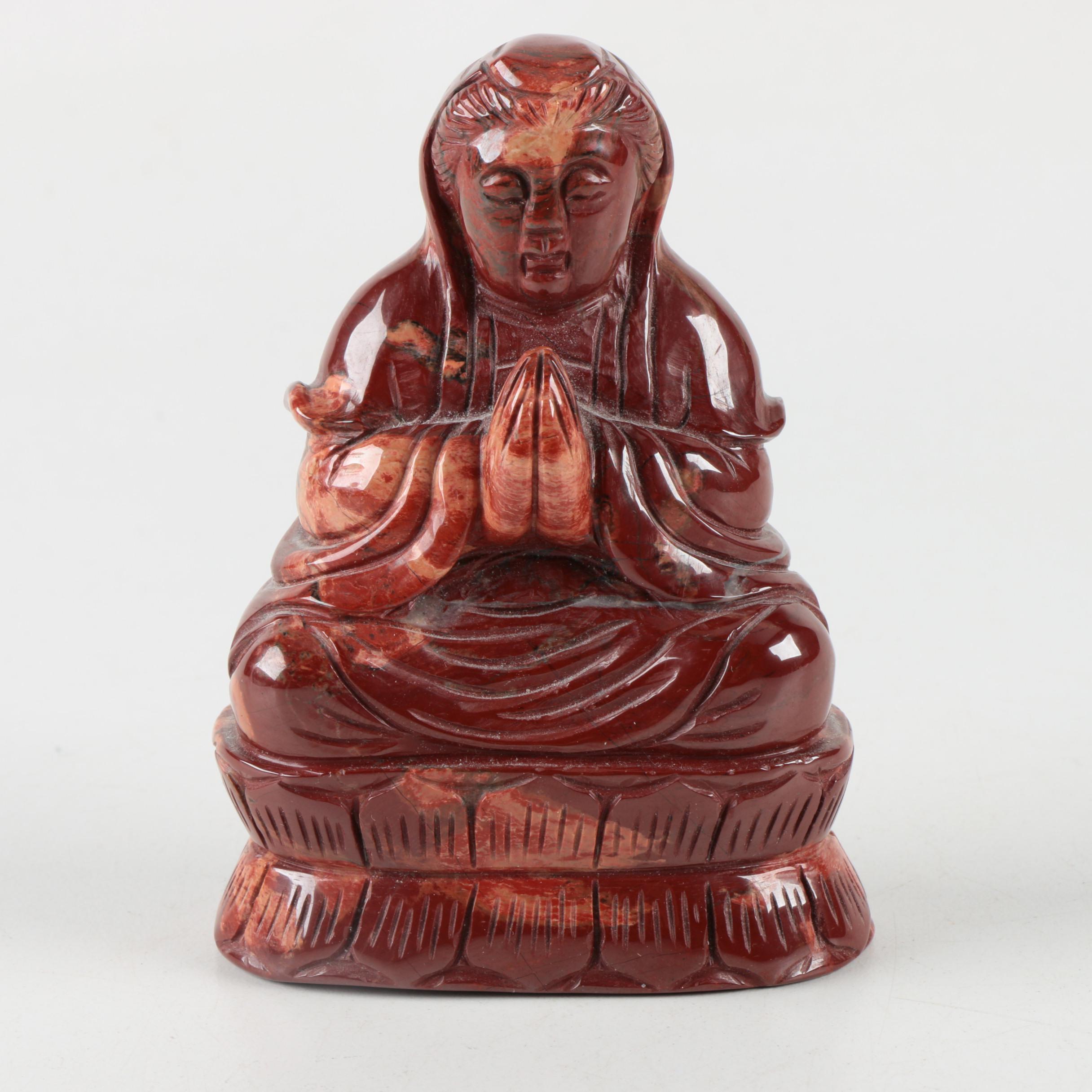 Wooden and Agate Buddha Figurines