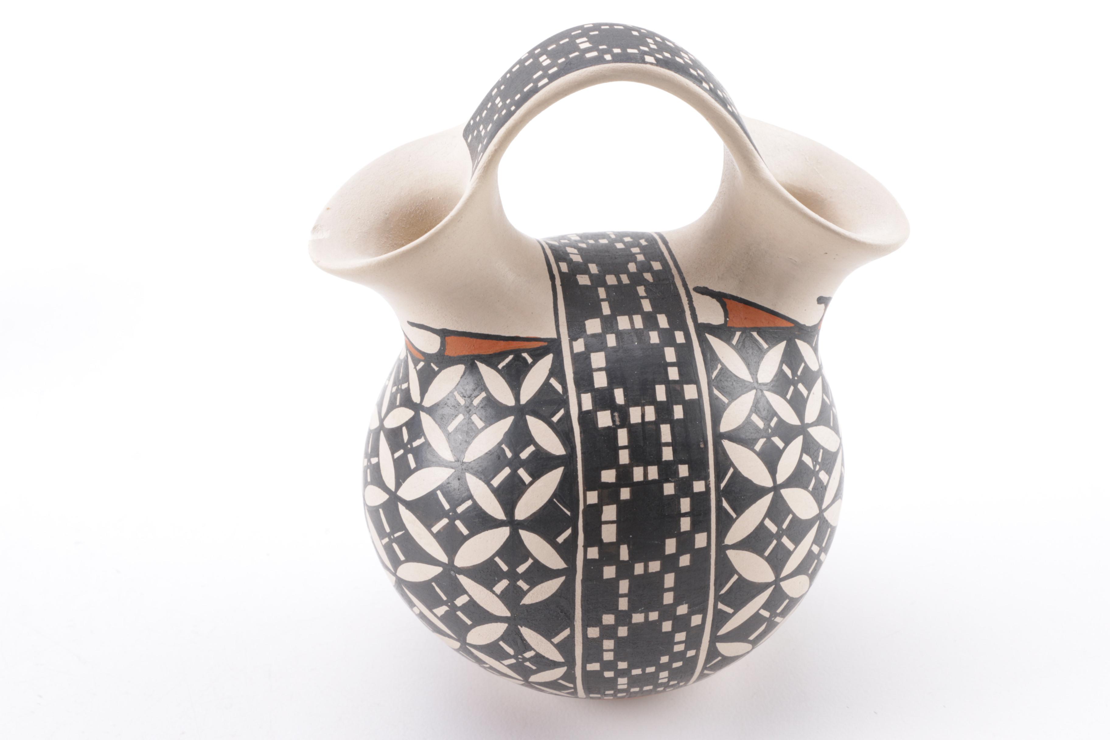 Collection of Signed Native American Ceramics and a Soapstone Box