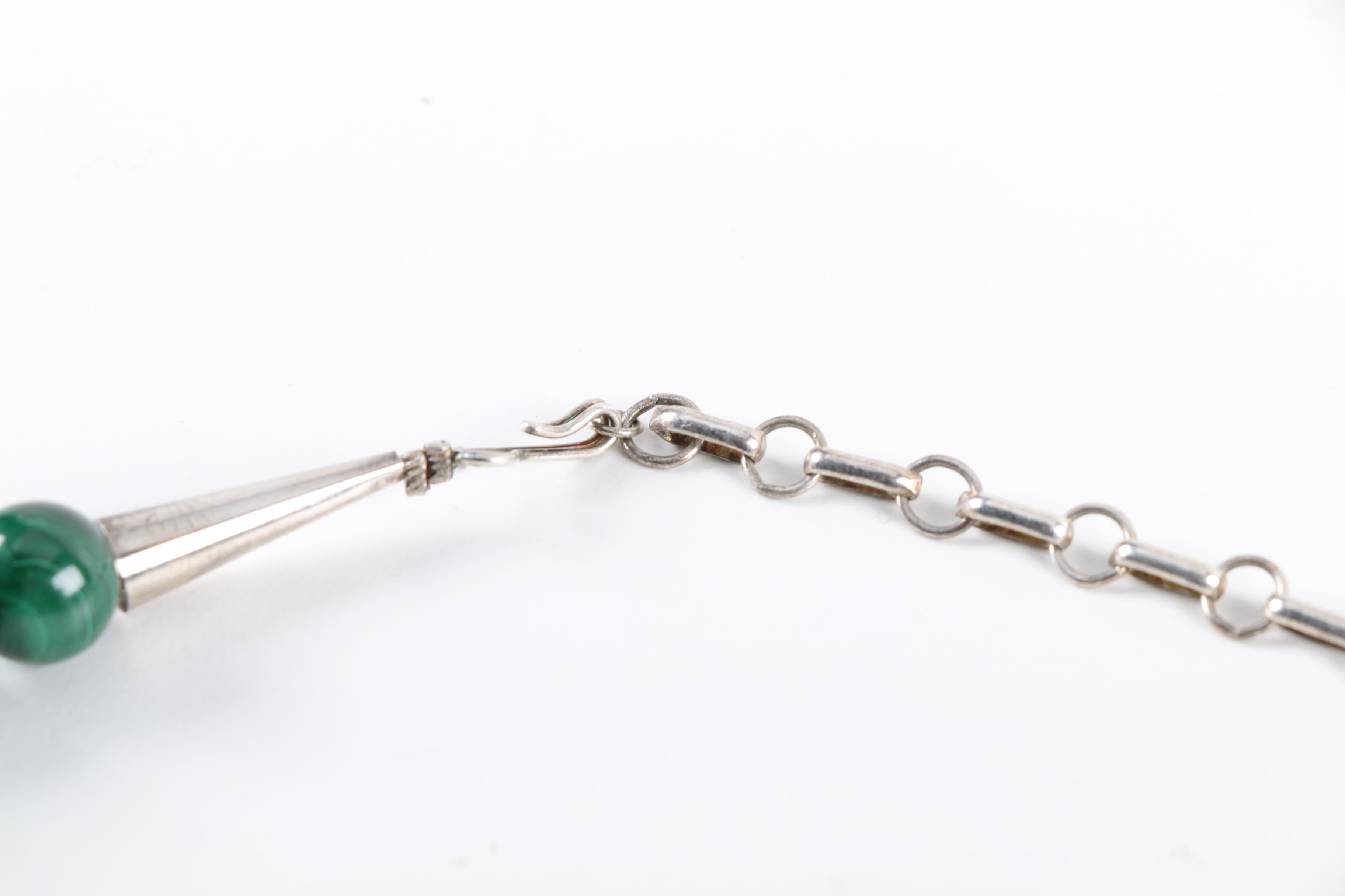 Raymond Delgarito for Running Bear Shop Sterling Silver Malachite Necklace