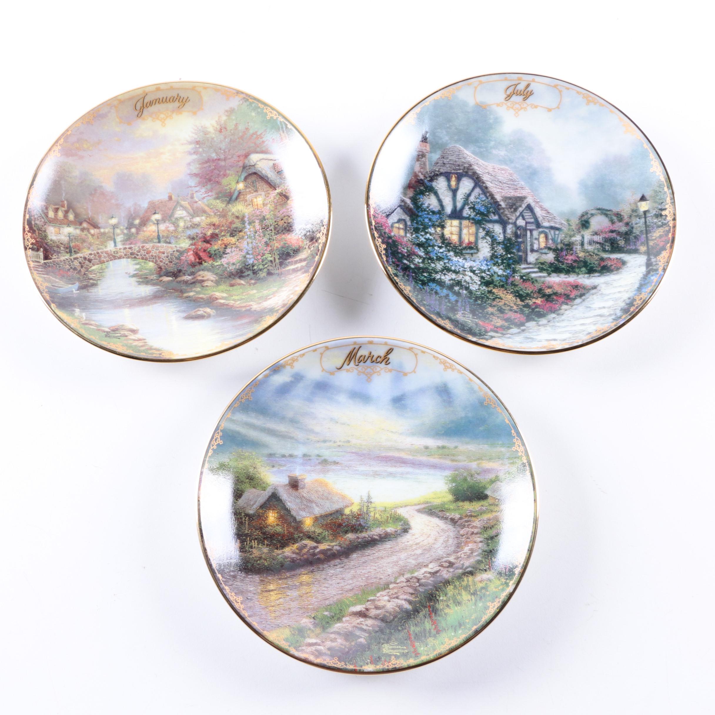 "Thomas Kinkade's Simpler Times" Bradford Exchange Porcelain Saucer Set