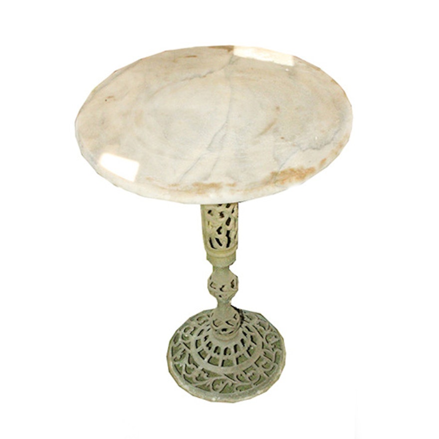 Marble Topped Brass Occasional Table