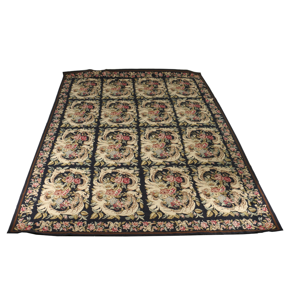 Vintage Wool "Acanthus" Needlepoint Large Room Size Rug