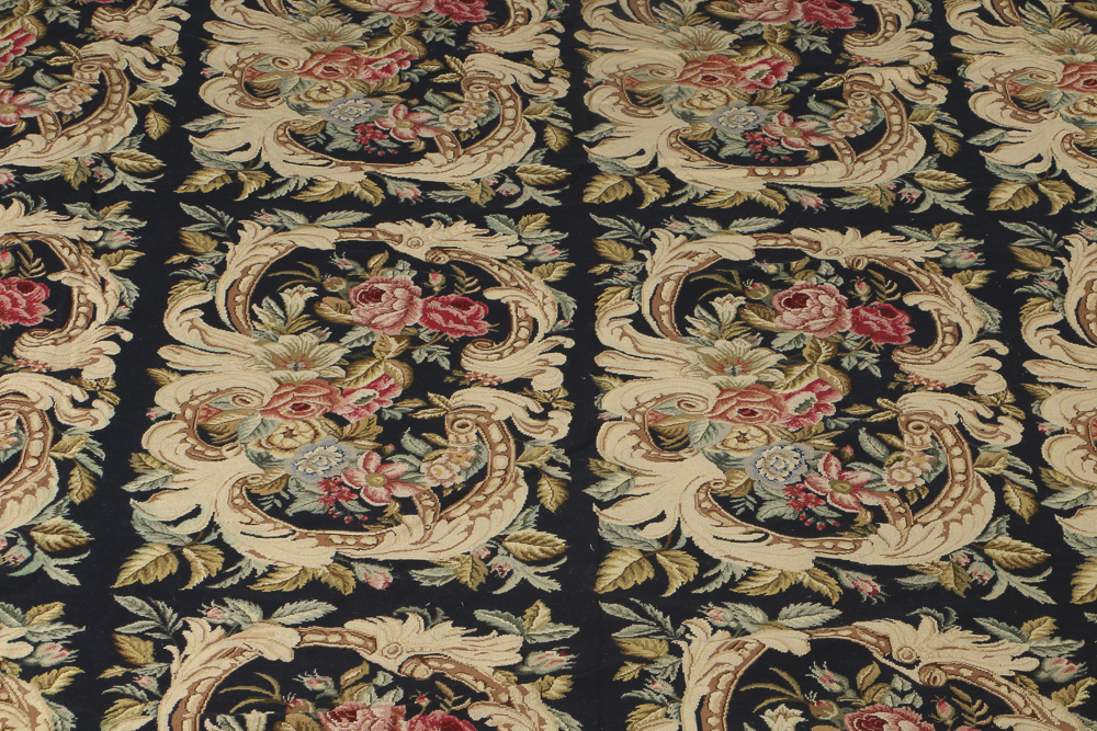 Vintage Wool "Acanthus" Needlepoint Large Room Size Rug