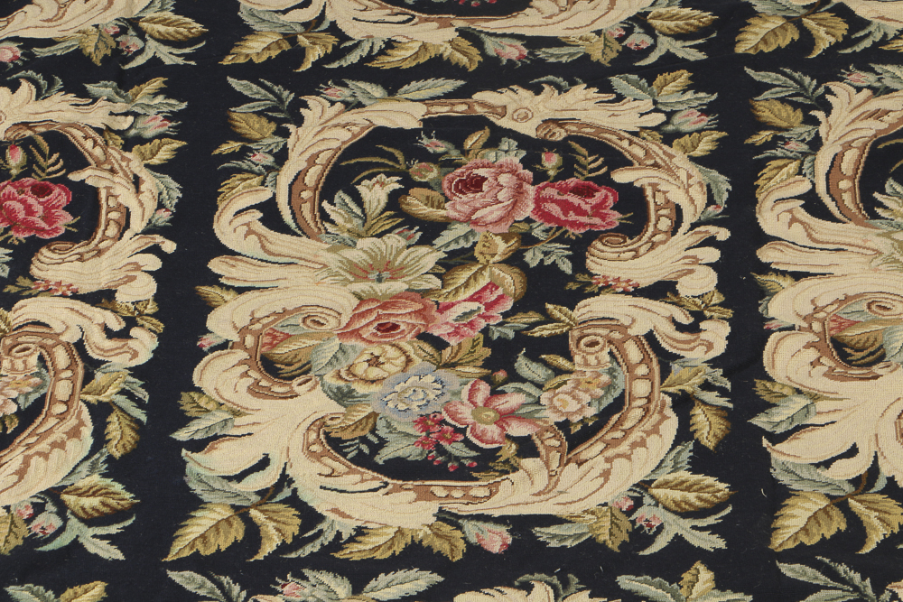 Vintage Wool "Acanthus" Needlepoint Large Room Size Rug