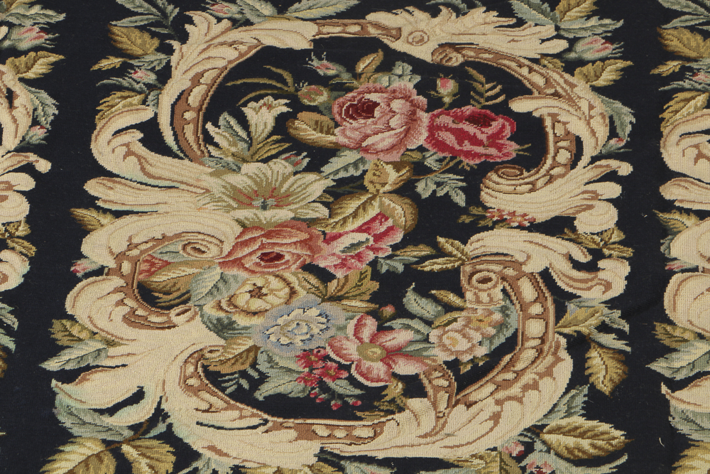 Vintage Wool "Acanthus" Needlepoint Large Room Size Rug