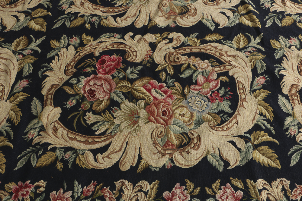 Vintage Wool "Acanthus" Needlepoint Large Room Size Rug