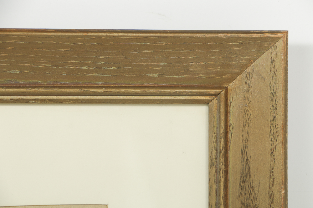 Gouache and Watercolor Painting on Paper of Lush Cottage Scene