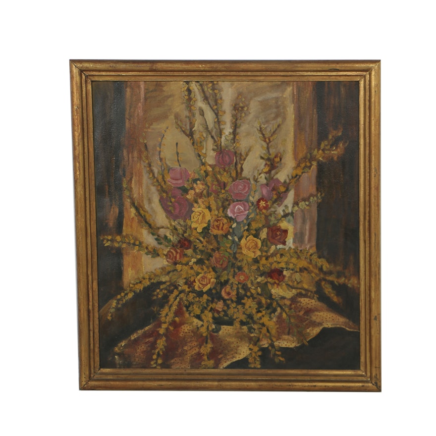 Florence Ahlberg Oil Painting on Canvas Floral Still Life