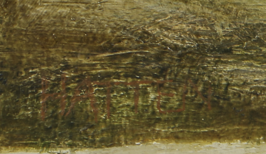 Edgar Hatten Oil Painting on Board "Two Trees & Two Bushes"