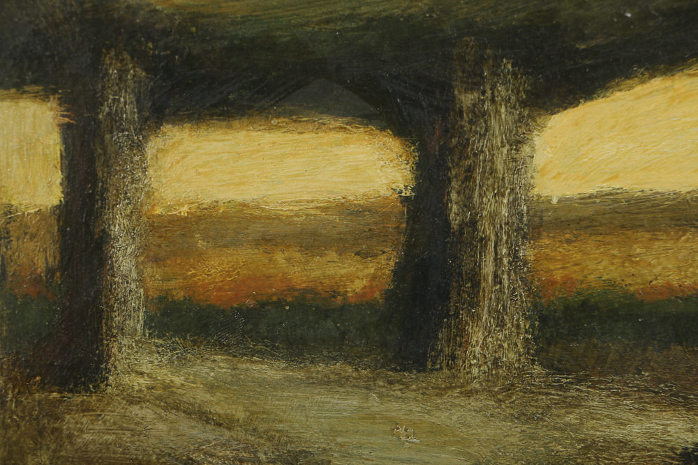 Edgar Hatten Oil Painting on Board "Two Trees & Two Bushes"