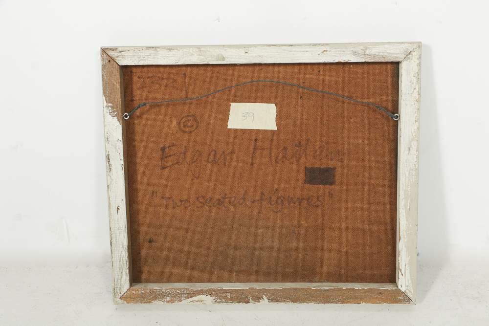 Edgar Hatten Oil Painting on Canvas "Two Seated Figures"