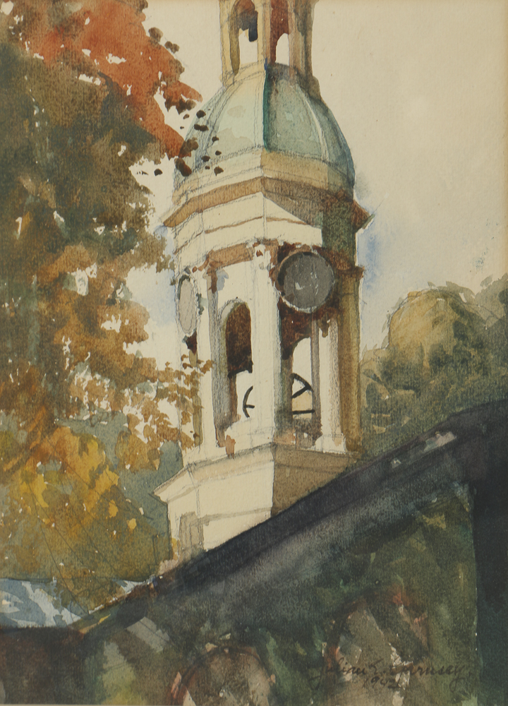 Watercolor Painting on Paper Architectural Landscape