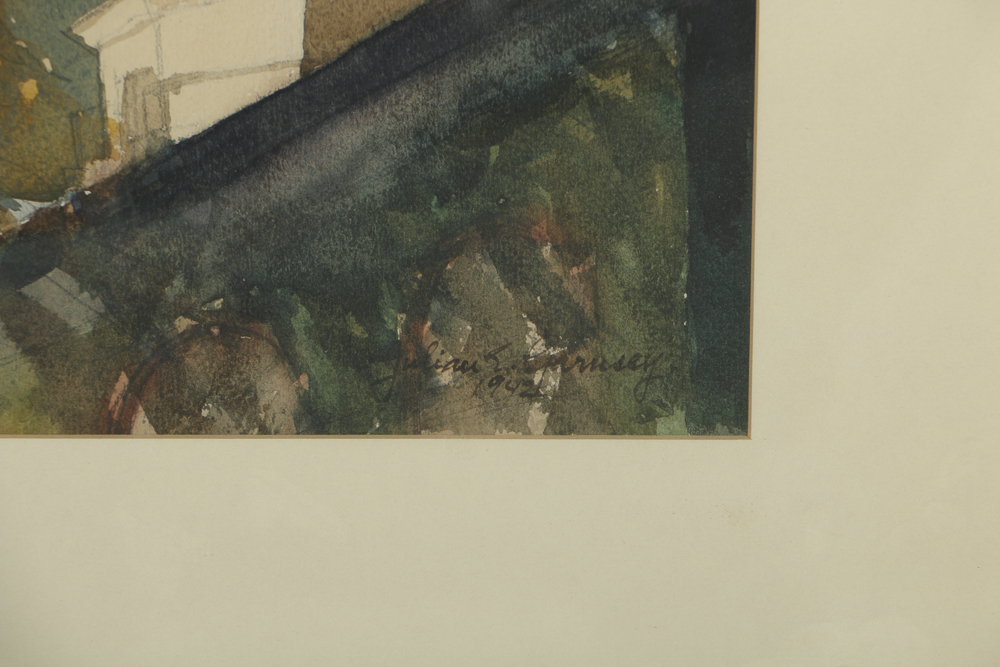 Watercolor Painting on Paper Architectural Landscape