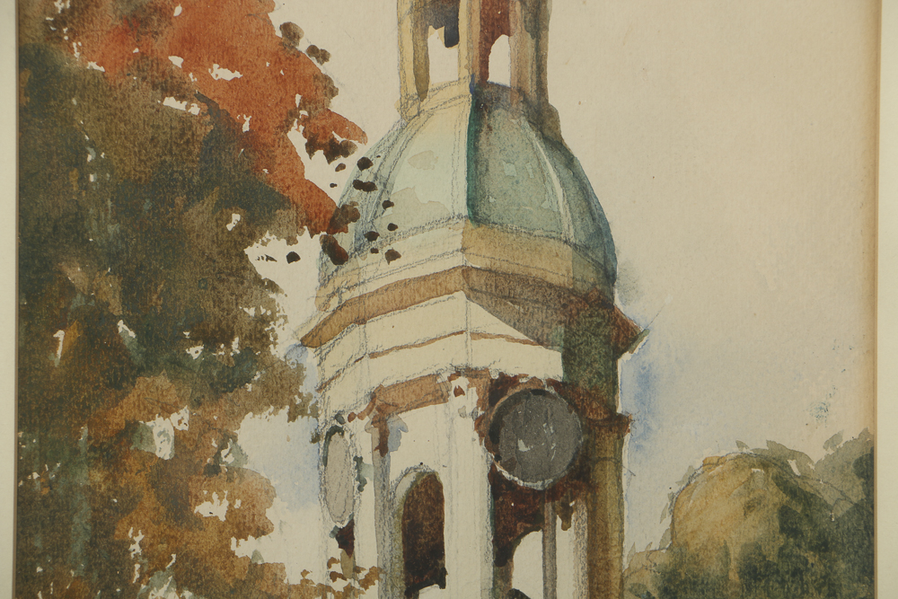 Watercolor Painting on Paper Architectural Landscape