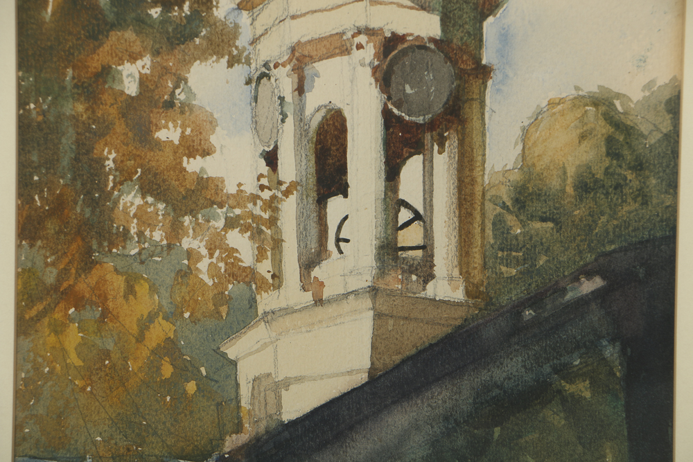 Watercolor Painting on Paper Architectural Landscape