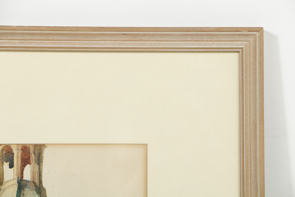 Watercolor Painting on Paper Architectural Landscape