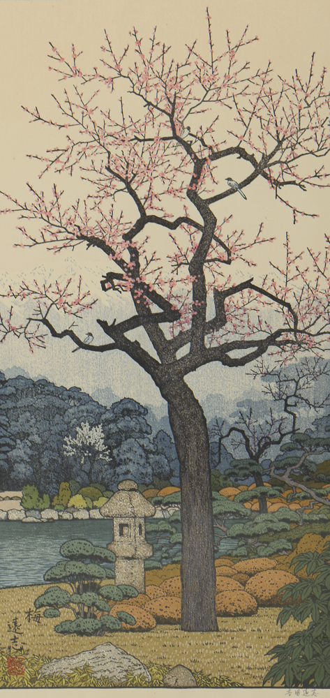 Toshi Yoshida Woodblocks on Paper the Friendly Garden Triptych