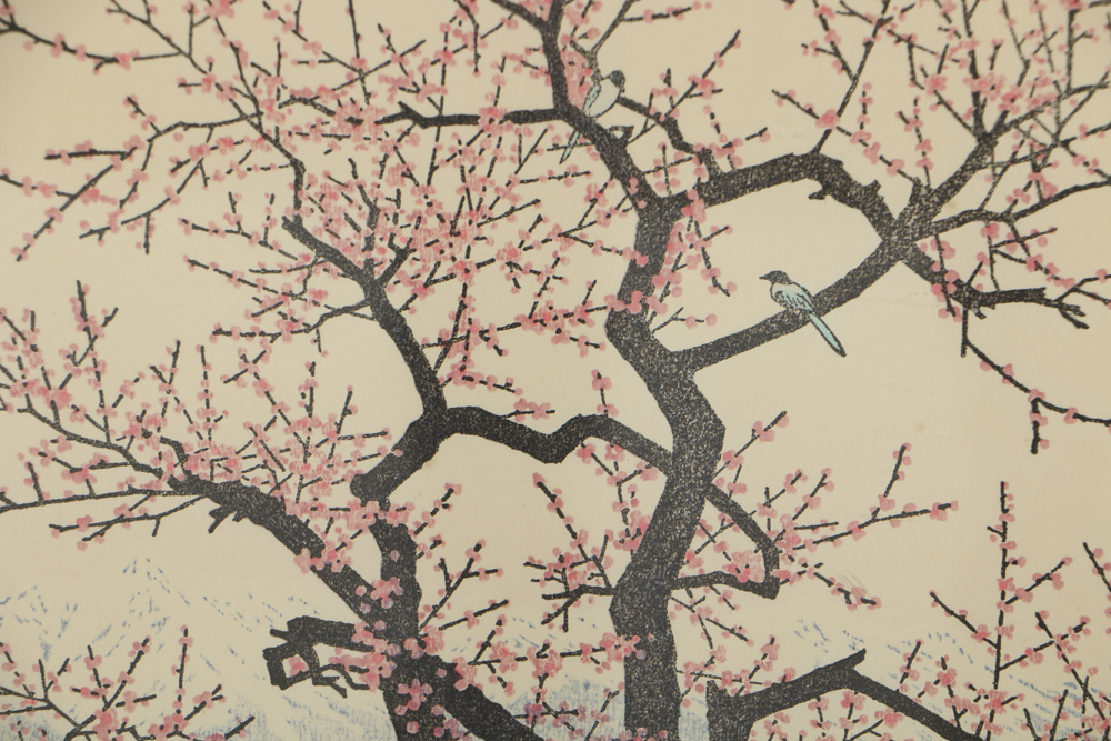 Toshi Yoshida Woodblocks on Paper the Friendly Garden Triptych