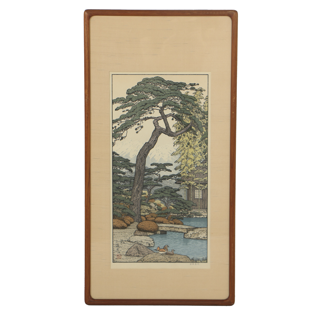 Toshi Yoshida Woodblocks on Paper the Friendly Garden Triptych