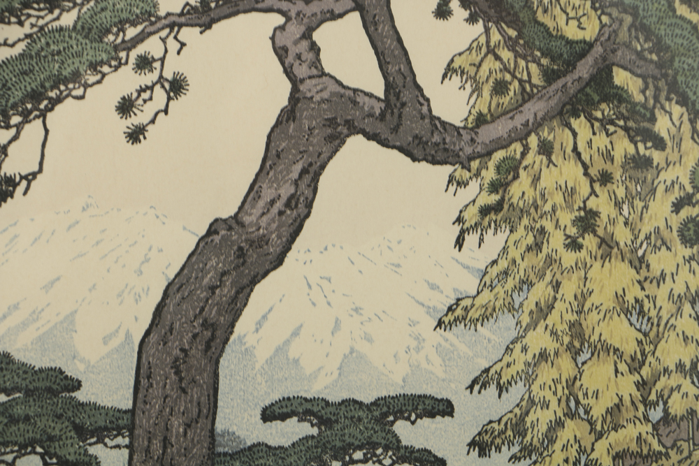 Toshi Yoshida Woodblocks on Paper the Friendly Garden Triptych