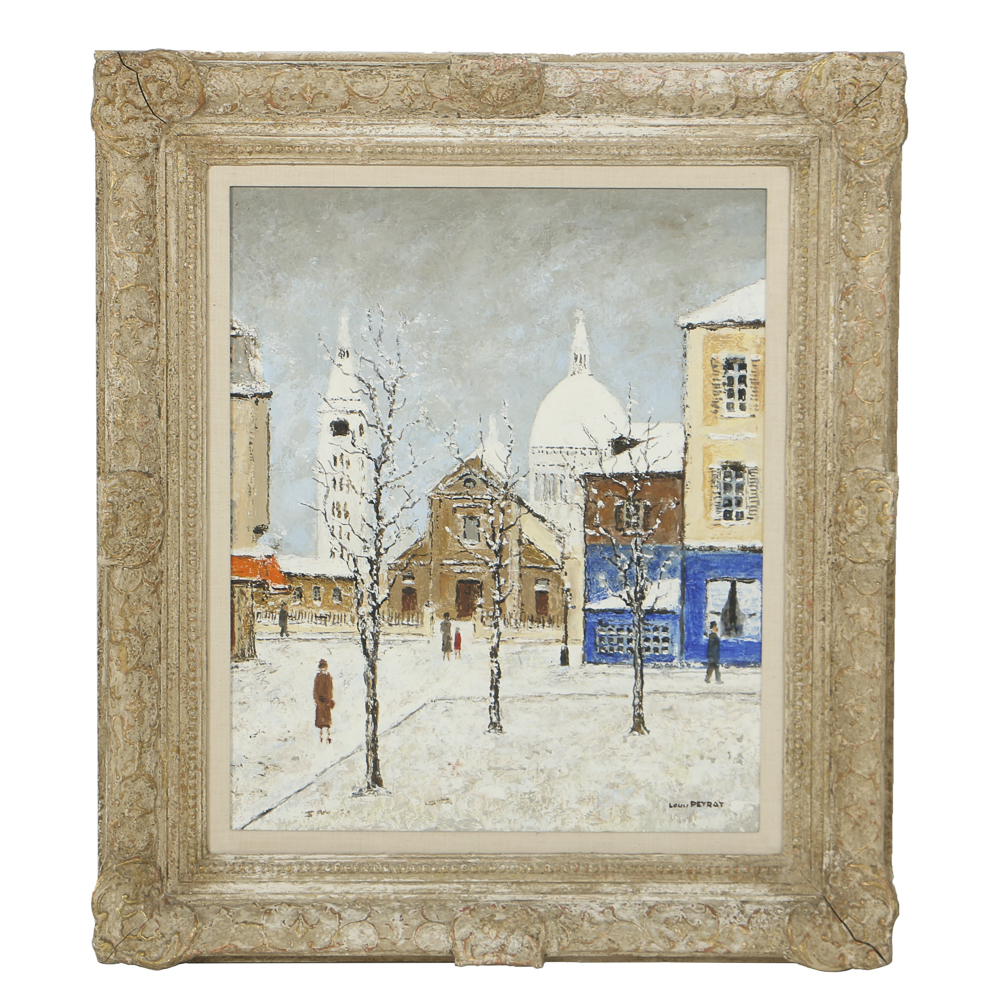 Louis Peyrat Oil Painting on Panel "Paris- Montmortre Sacré Cœur"