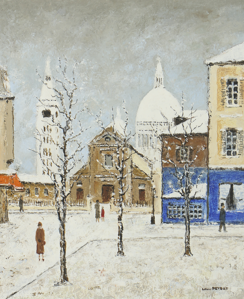 Louis Peyrat Oil Painting on Panel "Paris- Montmortre Sacré Cœur"