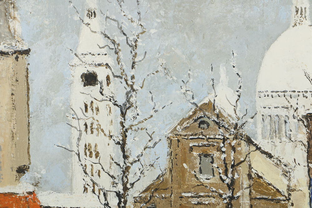Louis Peyrat Oil Painting on Panel "Paris- Montmortre Sacré Cœur"