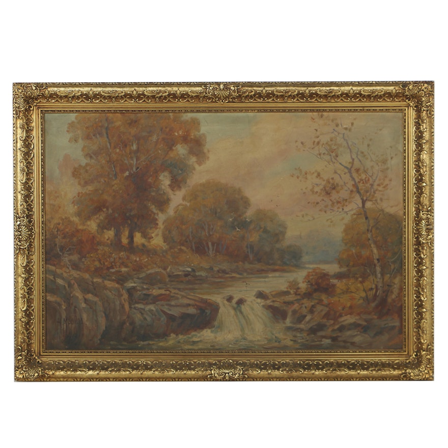H. Melville Oil Painting on Canvas of Autumnal Landscape
