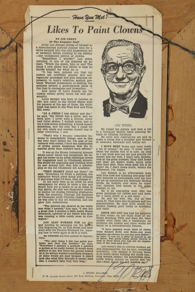 Louis Spiegel Oil Painting on Board of a Clown