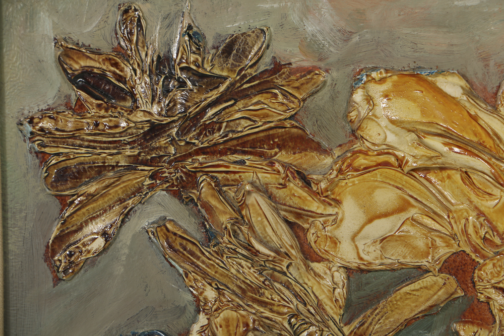 Louis Spiegel Oil Painting on Panel of Floral Still Life