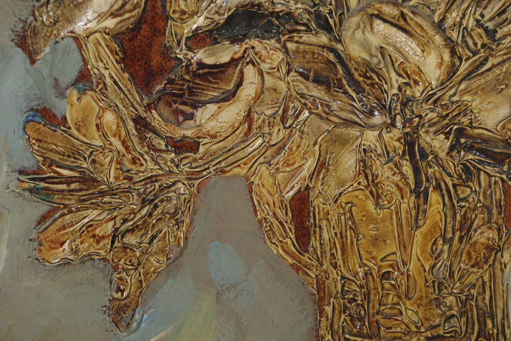 Louis Spiegel Oil Painting on Panel of Floral Still Life