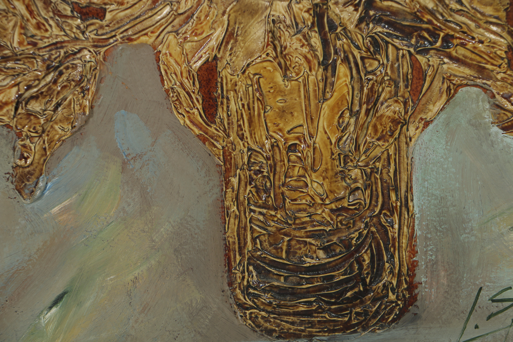 Louis Spiegel Oil Painting on Panel of Floral Still Life