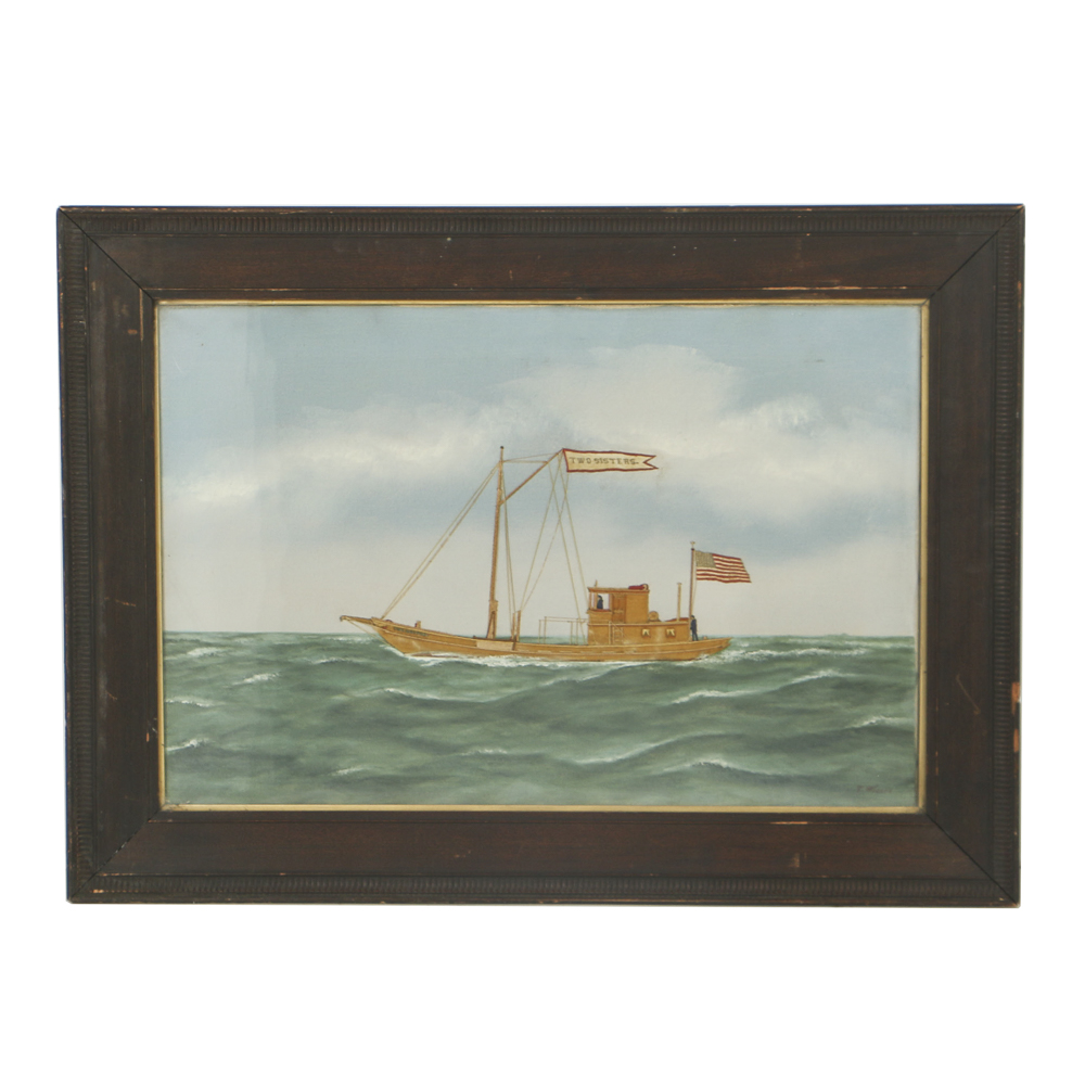 Thomas Willis Mixed Media Painting on Canvas "Two Sisters"