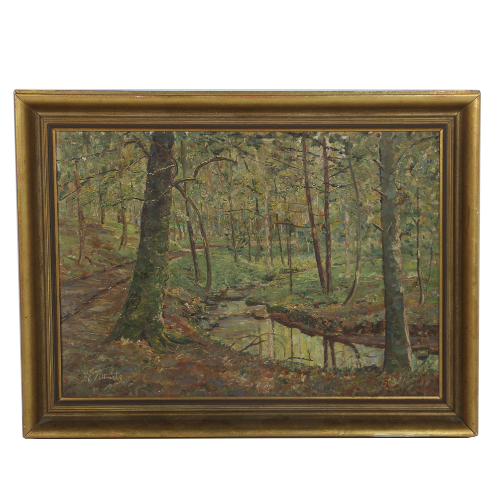 R. Tillwetz Oil Painting on Board of Woodland Scene