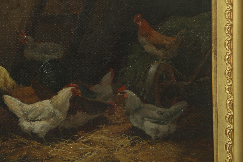 Lan Gerin Oil Painting on Canvas of Chickens