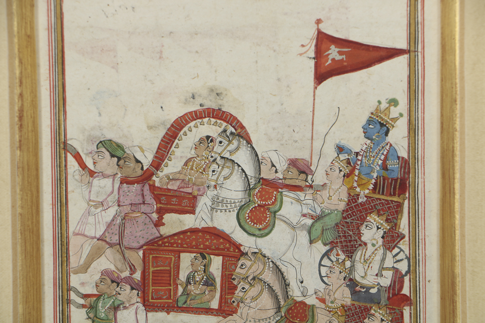 19th-Century Gouache on Paper Persian Illustrated Folio Pages